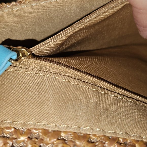 BNWoT never used Topshop Straw+Turquoise Patent Leather Shoulder Bag Purse RRP30 - Picture 14 of 16